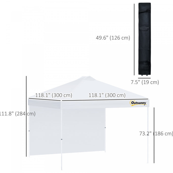 Outsunny 10' X 10' Pop Up Canopy Tent With Sidewall And Bag, White
