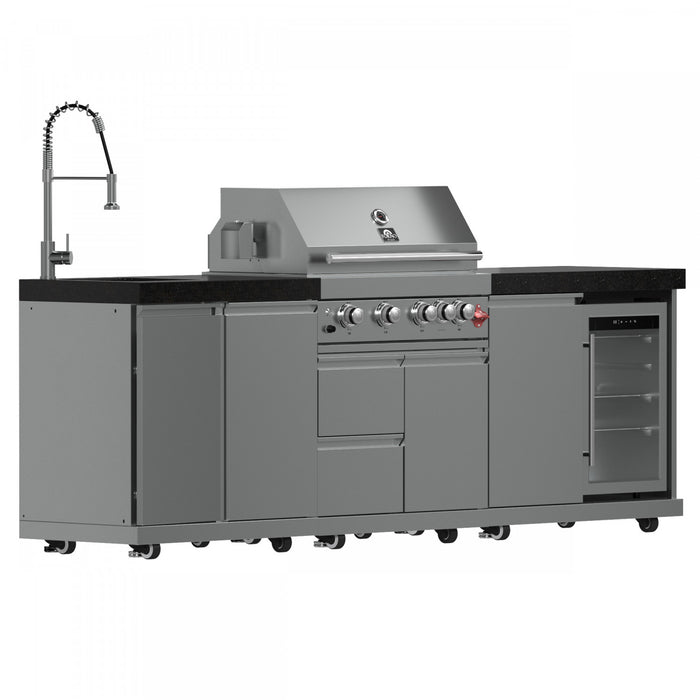 FORNO Bulnes Outdoor Kitchen 60,000 BTU Stainless Steel BBQ with Black Granite Countertops - FODKT2506BLK