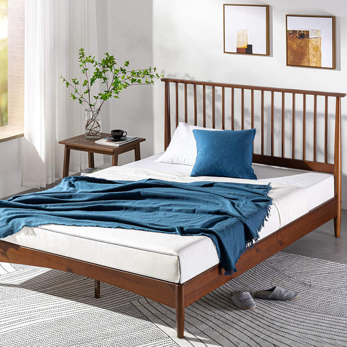 Linda Wood Platform Bed with Headboard - Queen Size