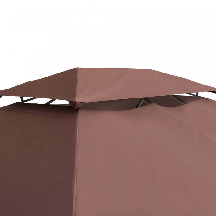 Outsunny 13.1' X 9.8' Gazebo Replacement Canopy 2 Tier Top Uv Cover Pavilion Garden Patio Outdoor, Coffee (top Only)