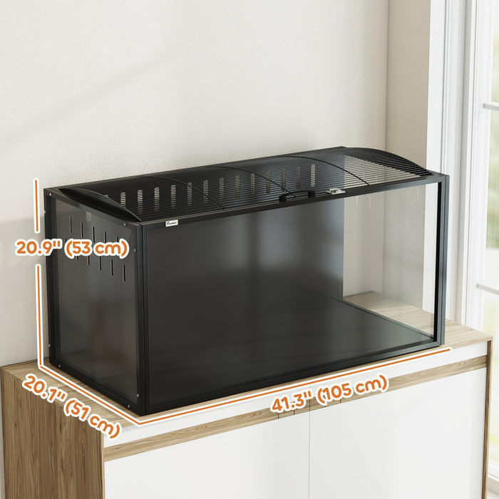 PawHut 41.3\" Hamster Cage, Large Hamster Habitats Steel Frame Chewproof, 0.53m² Transparent Small Animal Cage, Deep Bedding Space for Pets Enrichment, Openable Top, for Rats Syrian