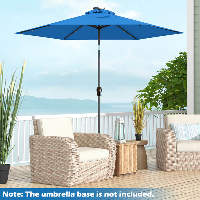 Costway 9FT Patio Solar Umbrella LED Steel Tilt W/ Crank Blue