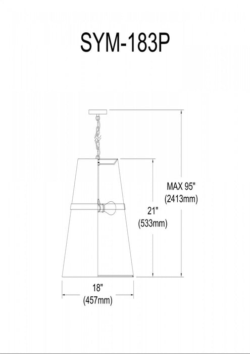 Dainolite Symphony 3 Light Pendant Polished Chrome Matte White Shade Lamp