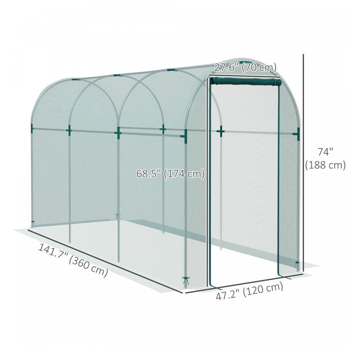Outsunny 4' X 12' Plant Protection Tent Crop Cage With Door, Green