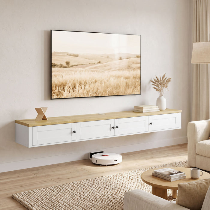 HOMCOM Floating TV Stand for TVs up to 82 Inch, Wall Mounted Media Console
