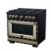Forno Ambassador 36" Gas Range in Black, 6 Sealed Burnes, 5.2 Cu.Ft. Oven - FFSGS6299-36CPBLK | Cuisiniere a gaz Ambassador de 36 po, noire, 6 bruleurs scelles, four de 5,2 pi³ – FFSGS6299-36CPBLK