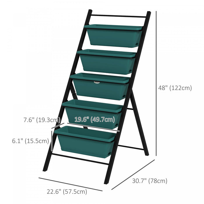 Outsunny 5-tier Vertical Raised Garden Bed With 5 Planter Boxes, Green