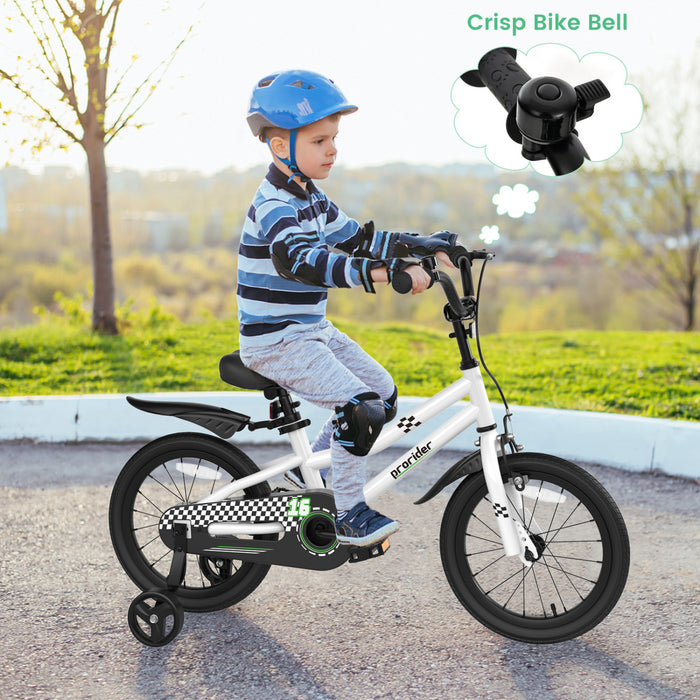 Costway 16\" Kid's Bike With Removable Training Wheels & Basket For 4-7 Years Old White