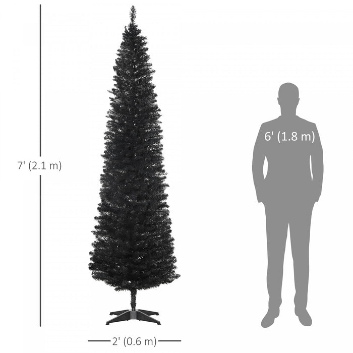 Homcom Pencil Christmas Tree, Slim Xmas Tree With Realistic Branches