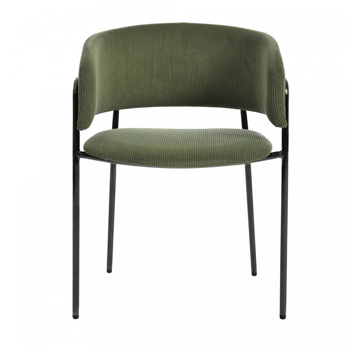 Ethan Set of 4 Modern Corduroy Upholstery Side Chair with Angled Legs and Adjustable Feet,Green Dining Chair