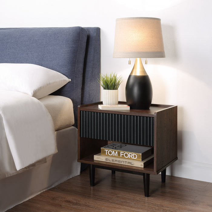 Duane Mid-Century Modern 4-Piece Living Room Set in Black