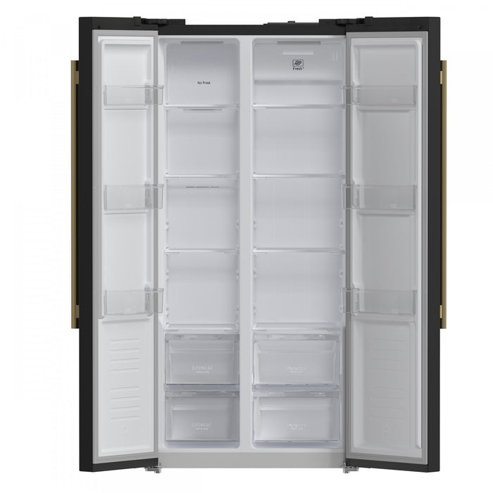 Forno Salerno 33-inch Side-by-Side Black Refrigerator, 15.6 cu.ft. - FFRBI1805-33BLK