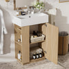 Aveline Modern Bathroom Vanity with Ceramic Sink Combo and Smart Storage, Natural | Evelyn Meuble-Lavabo Moderne avec Vasque en Ceramique et Rangement Intelligent, Naturel