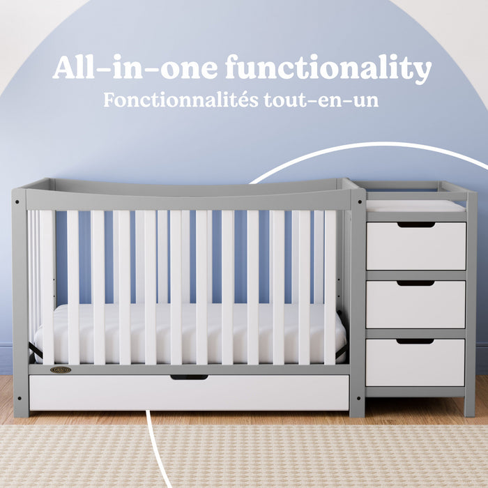 Graco Remi 4-in-1 Convertible Crib and Changer - Pebble Gray/White