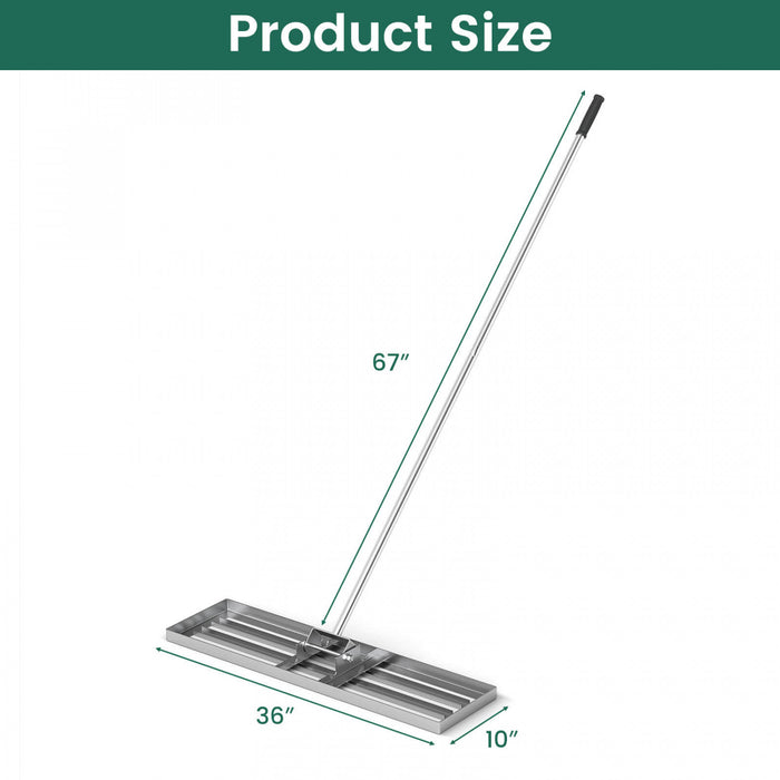 Costway Lawn Leveling Rake 36\" X 10\" Heavy Duty Level Lawn Tool For Garden Backyard/lawn Silver