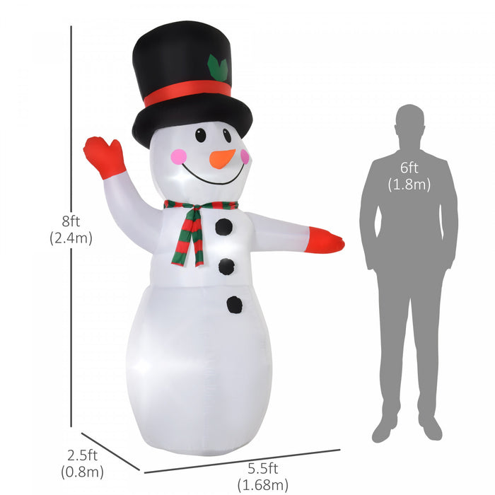 Homcom 8ft Snowman Inflatable Christmas Decoration
