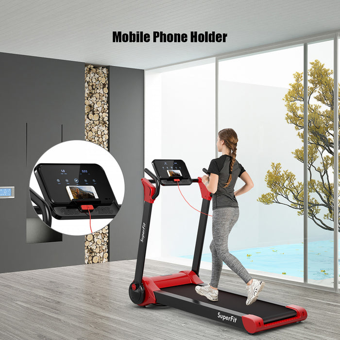 Superfit 2.25hp Folding Electric Motorized Treadmill W/ Speaker Red