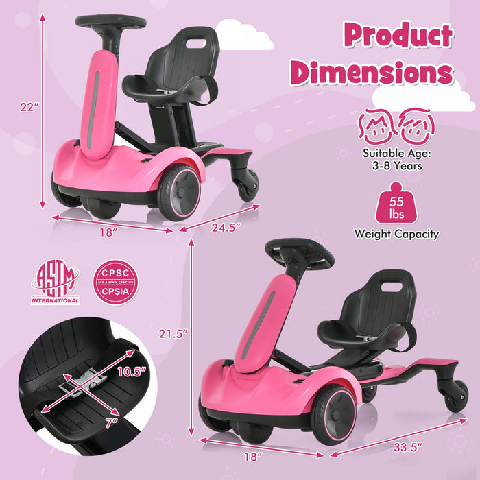Costway 6v Kids Ride On Drift Car Electric Drifting Go Kart For Kids With 360° Spin Pink