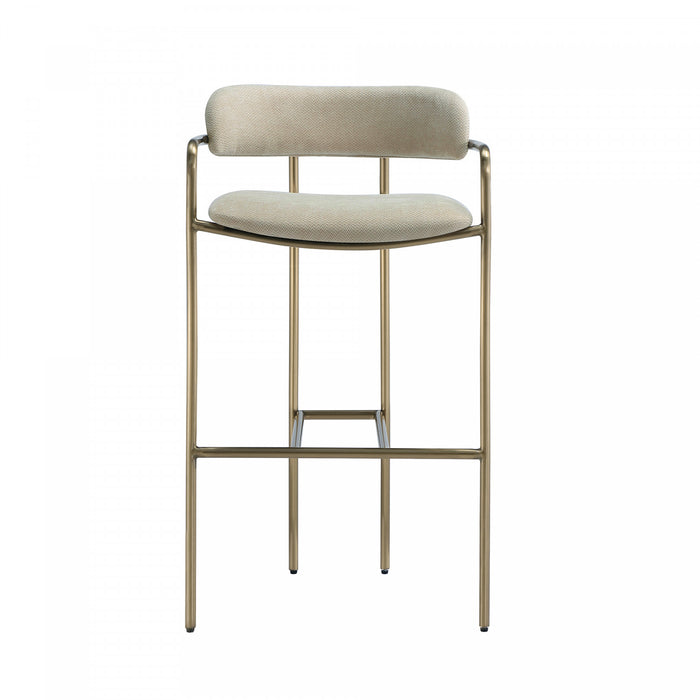 Serene Mid-Century Modern Metal Upholstered Barstool in Taupe