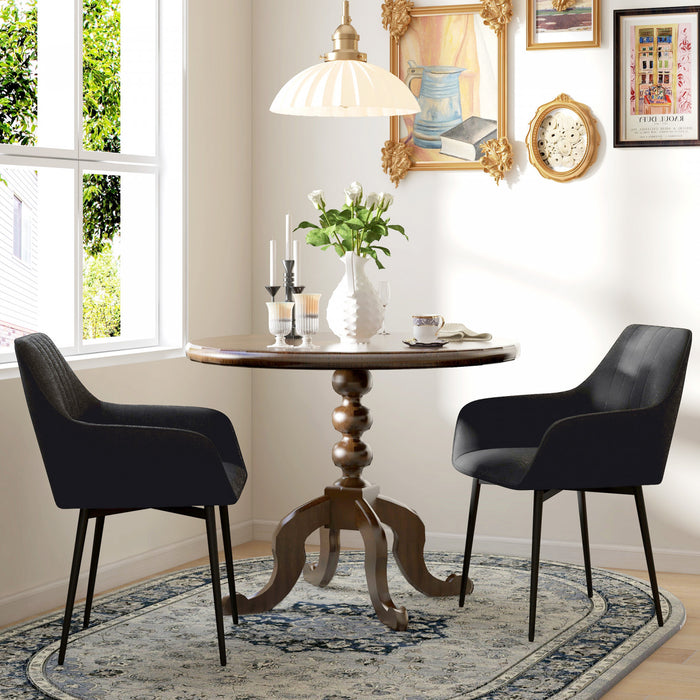 HOMCOM Dining Chairs Set of 2, Upholstered Accent Chairs with Metal Legs