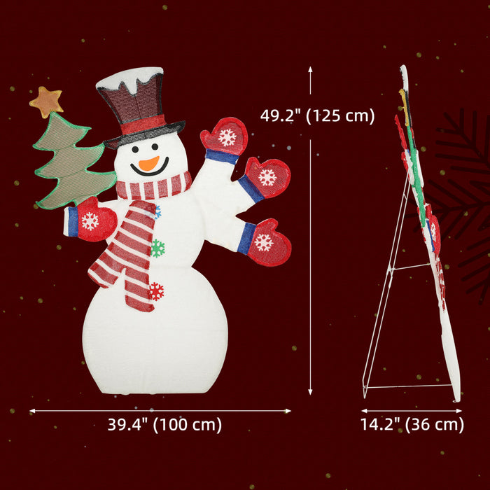 Outsunny 4FT Lighted Snowman, Christmas Decoration for Outdoor Holiday
