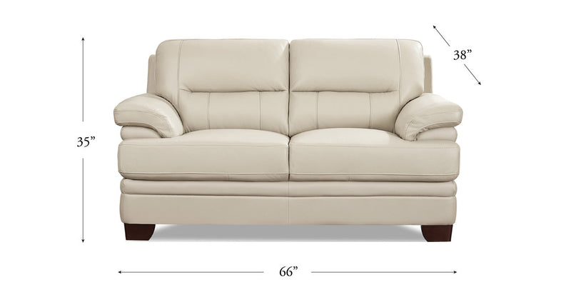 Hydeline Luxor Leather Loveseat - Vanilla