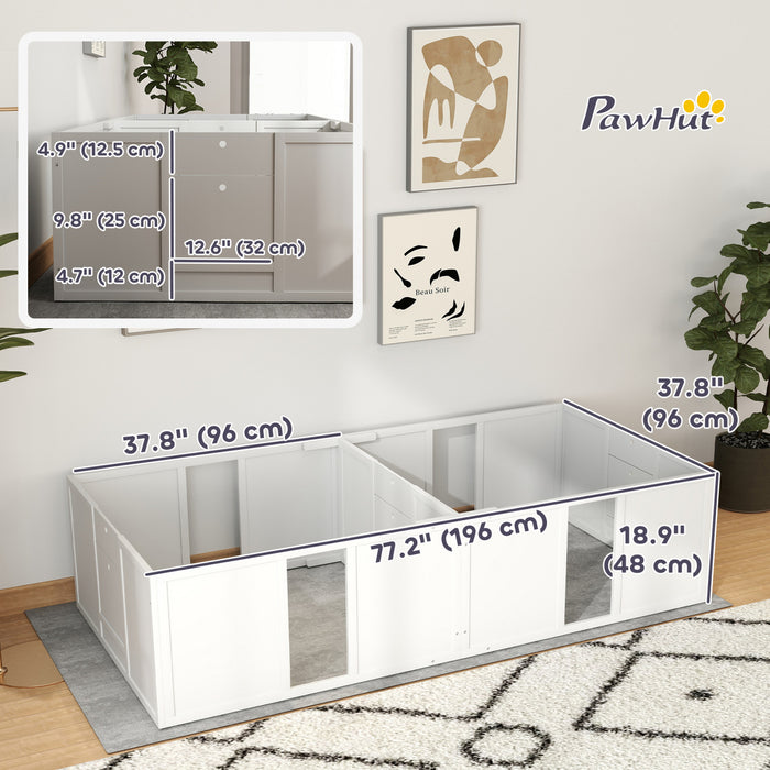 Pawhut Whelping Box For Dogs And Puppies, Dog Whelping Pen, Dog Birth Supplies Indoor With Removable Adjustable Height Doors, For Medium Sized Dogs, 77\" X 38\" X 19\"