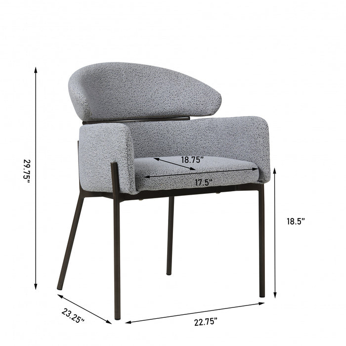 Fanny Modern Dining Chairs Set Of 2 With Upholstered Fabric Seating And Metal Frame,grey