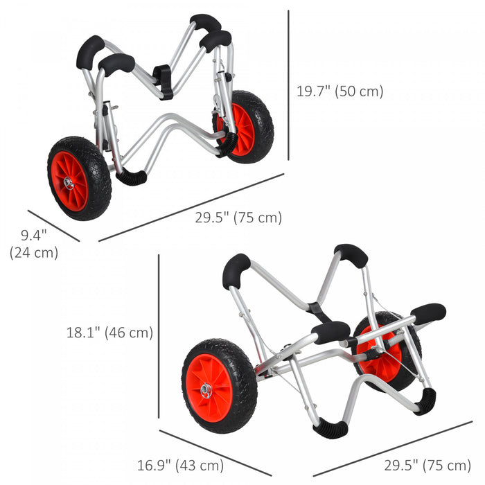 Soozier Kayak Cart Aluminum Boat Canoe Carrier With Beach Tires For Sand