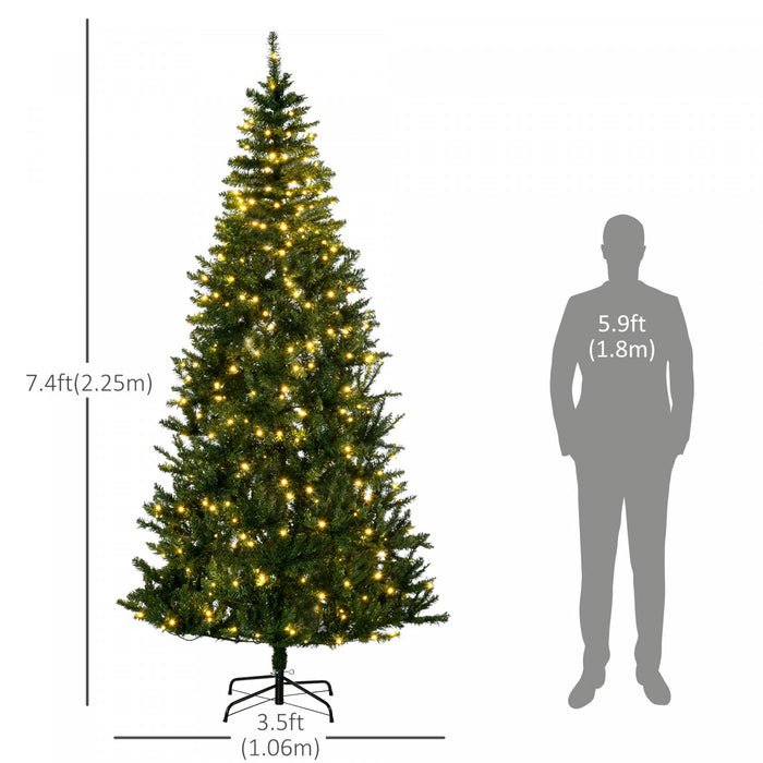 Homcom 7ft Prelit Artificial Christmas Tree With 450 Warm White Led Lights And 1146 Branches Tips