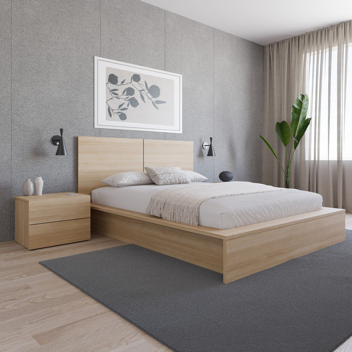 Nordika James Nightstand with 2-Drawers - Natural Blonde Oak