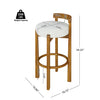 Elise Modern Round Seat Rubberwood Bar Stool Set of 2 with Curved Back Support and Sherpa Upholstery,Ivory | Elise – Lot de 2 tabourets de bar modernes a assise ronde en bois d’hevea avec dossier incurve de soutien et revetement en sherpa, couleur ivoire