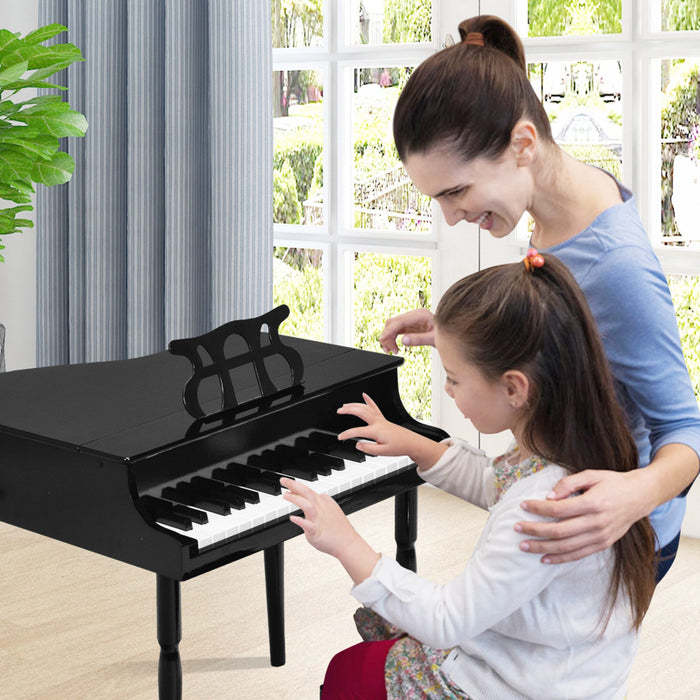 Costway 30-Key Classic Piano Wood w/ Bench & Music Rack Black