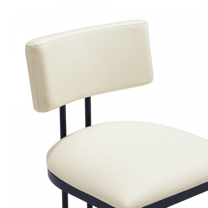 Juno Contemporary Modern Vegan Leather Metal Side Chair in Cream - Set of 2