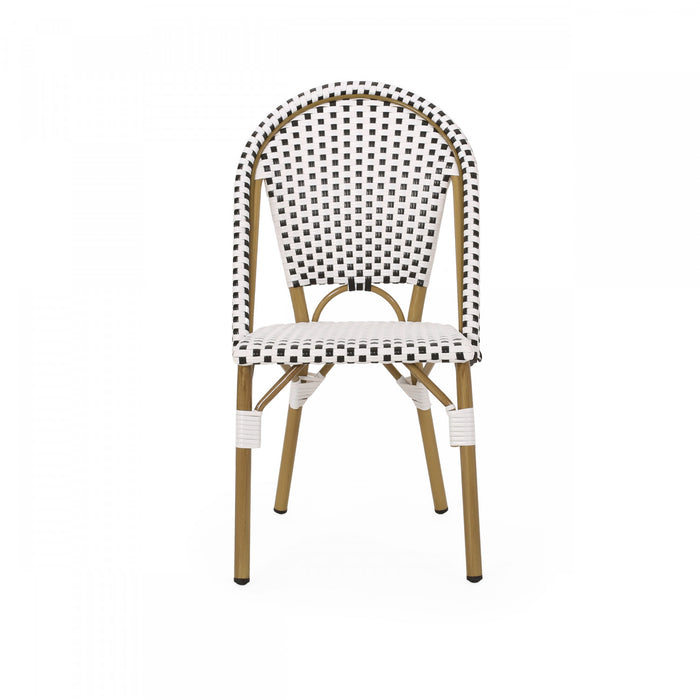 Julien Faux Ratten and Aluminum French Bistro Chairs, Set of 2 - Black and White