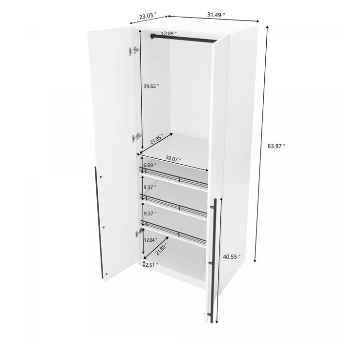 Lee Modern 32\" Wardrobe Closet in White - Set of 2 Armoire