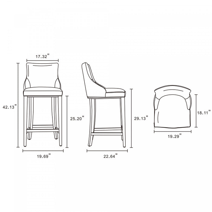 Shubert Modern Wood Upholstered Barstool in Dark Taupe - Set of 3