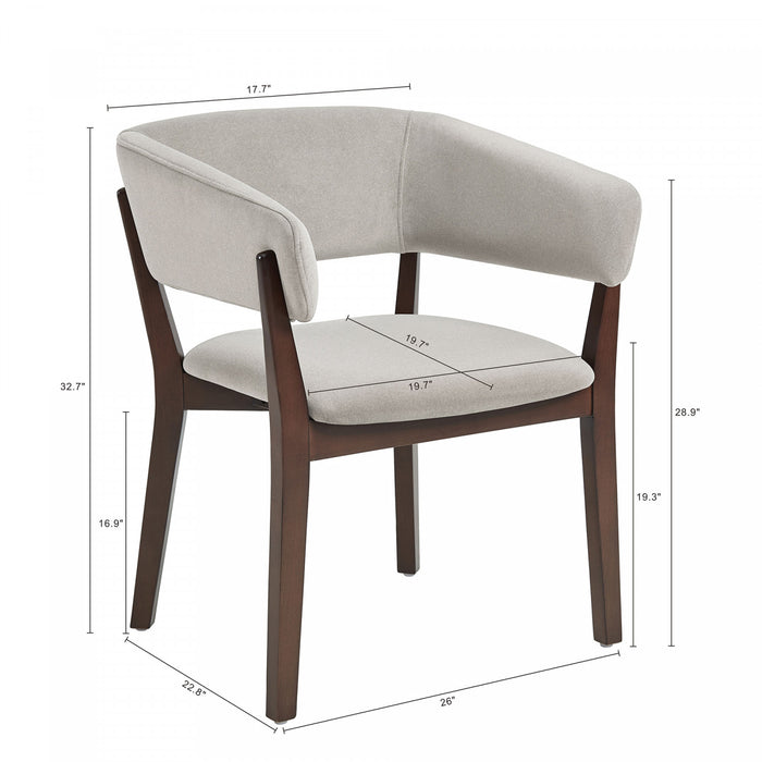 Blake Modern Wood Faux Mohair Armchair in Greige
