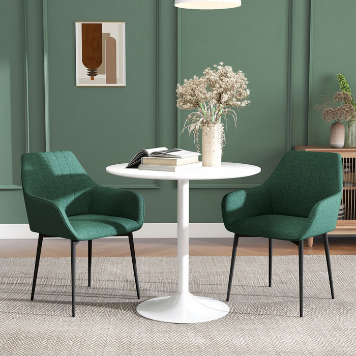 HOMCOM Dining Chairs Set of 2, Upholstered Accent Chairs with Metal Legs