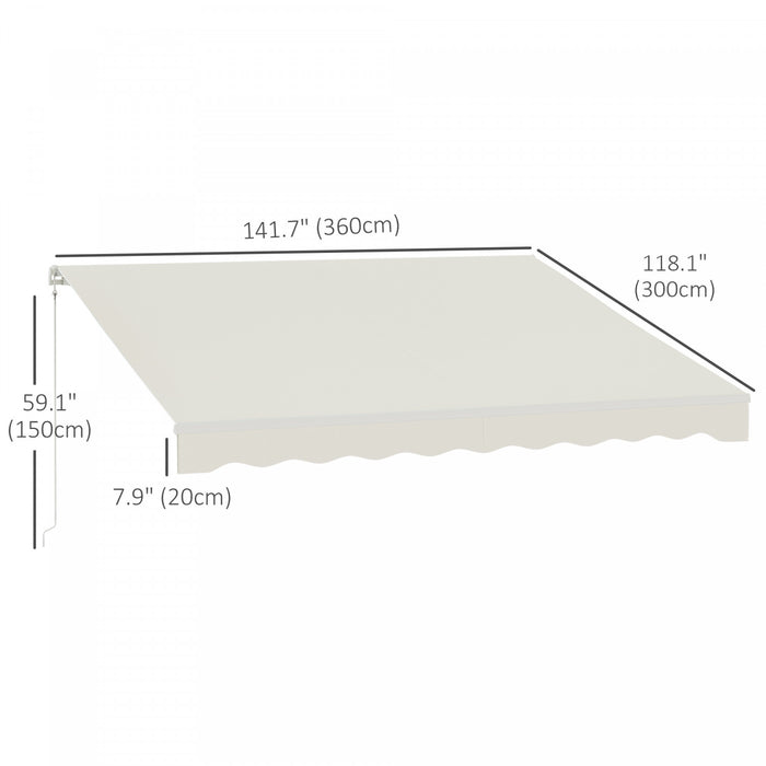 Outsunny 12' X 10' Electric Retractable Awning W/ Remote Controller, Cream