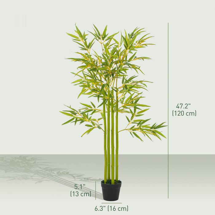 Outsunny 4' Artificial Bamboo Tree Set of 2, Fake Plant Indoor Decoration