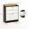 HOMCOM Modern Shoe Cabinet with Two Flip Drawers Bamboo Door White