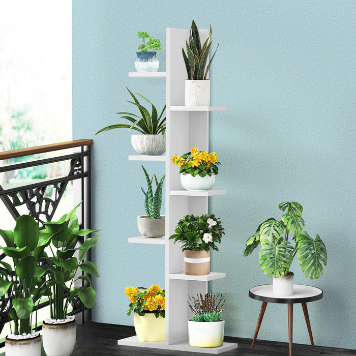 Costway Open Concept Bookcase Plant Display Shelf Rack Storage Holder Wooden White