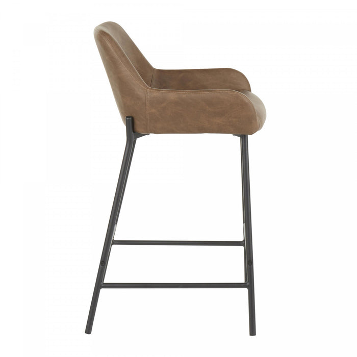 LumiSource Daniella Espresso Faux Leather Industrial Counter-Height Stool - Set of 2