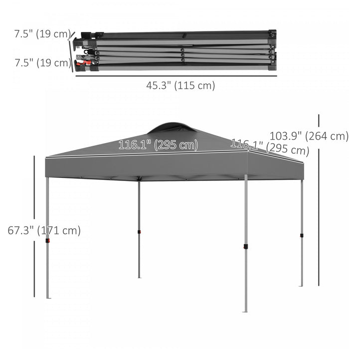 Outsunny 10' X 10' Pop Up Canopy Tent With Airy Top Vent And Bag, Grey