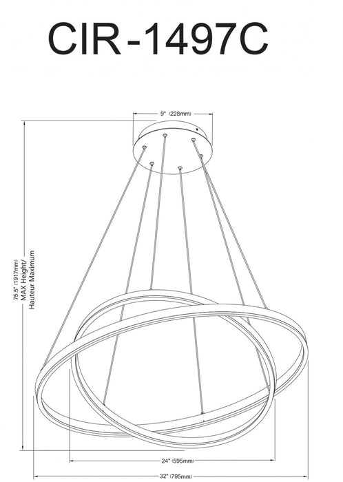 Dainolite Circulo Chandelier 97w Aged Brass White Acrylic Diffuser Lamp