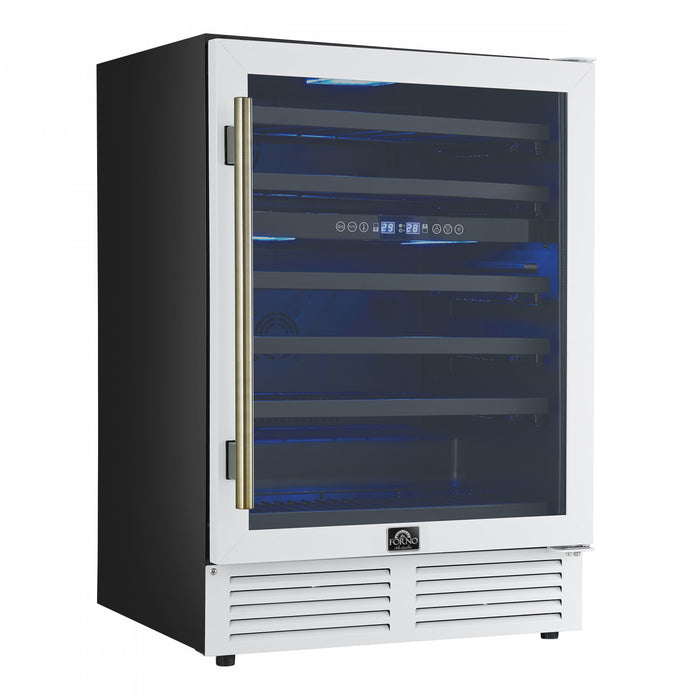 Forno Bacchino 24\" Wine Cooler, White,51 Bottle Capacity, Built-In or Freestanding-FWCDR6634-24WHT