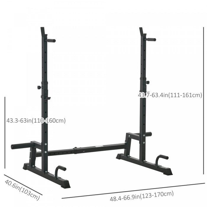 Soozier Multi-function Barbell Squat Rack Stand, Heavy-duty Strength Training Dumbbell Rack, Height Adjustable Weight Lifting Bench Press Dip Station For Home, Gym, Black