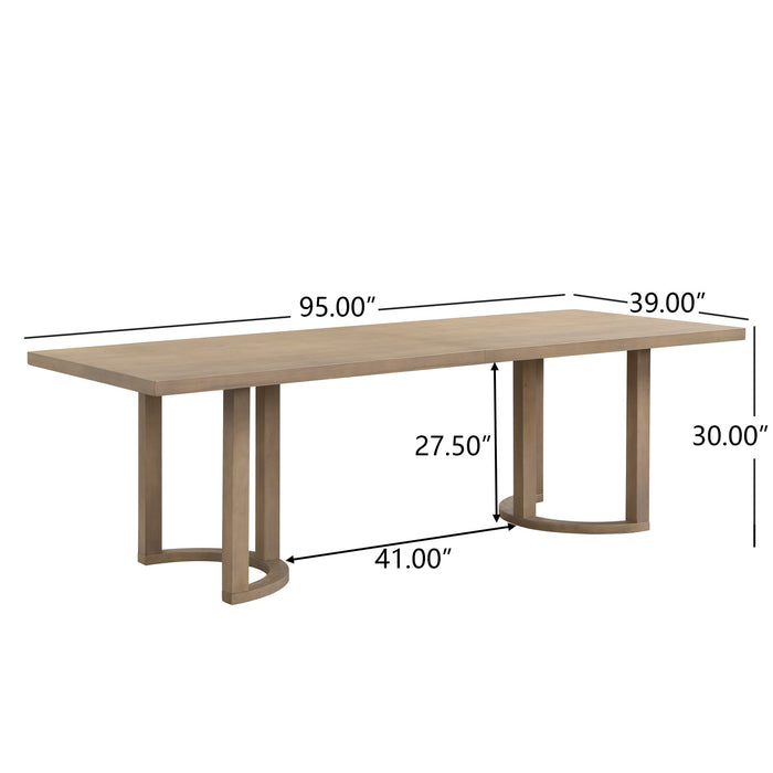 Ethan Dining Table With U-base, Solid Wood and Mdf, 95\"w - Natural