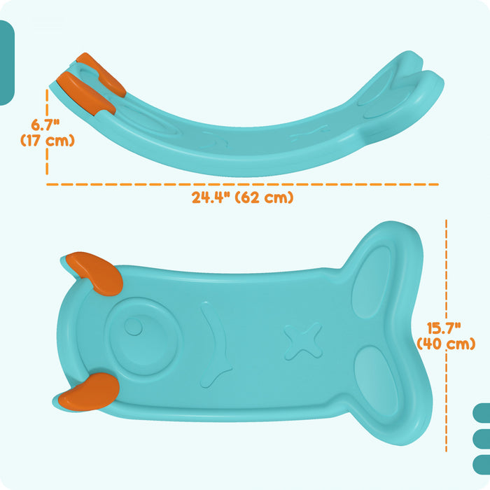 Qaba 24.4\" Kids Balance Board, Wobble Board Toddler Curved Rocker, Preschool Balance & Sensory Play Toy, Ages 3-6, Light Blue